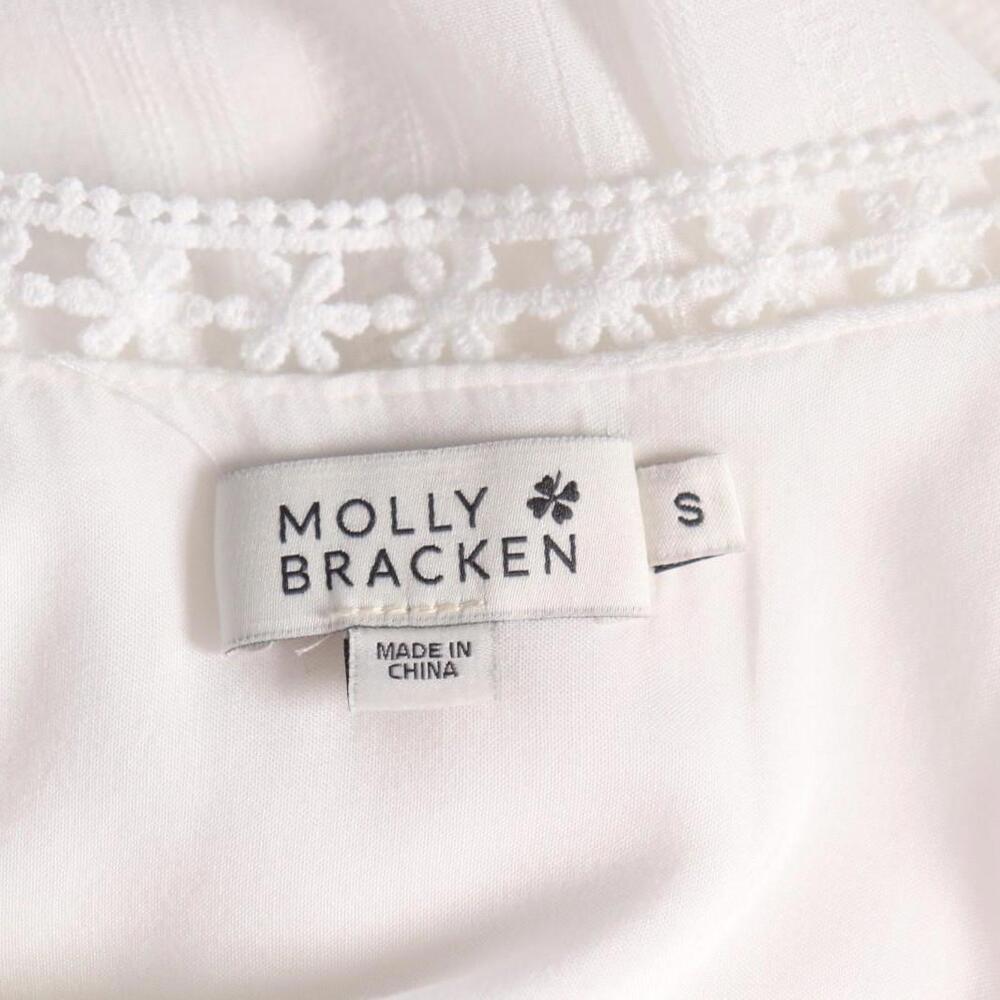 Molly Bracken Women's Small White Linen Maxi Dress G803AE Lace Trim Sleeveless - Picture 5 of 10